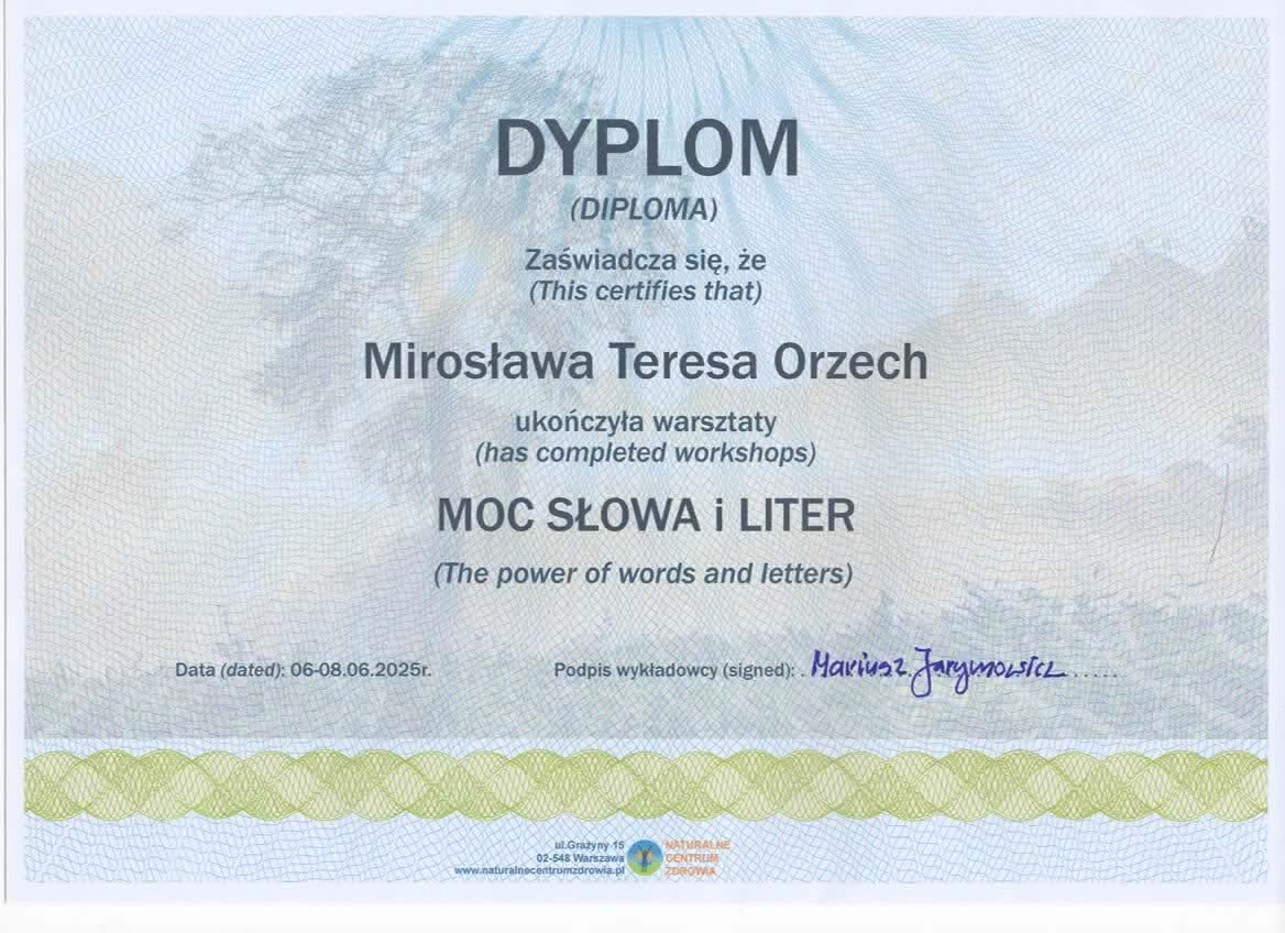 Dyplom Moc słowa i liter