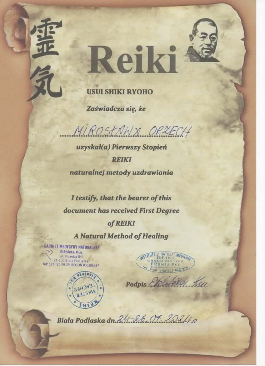 Dyplom Reiki